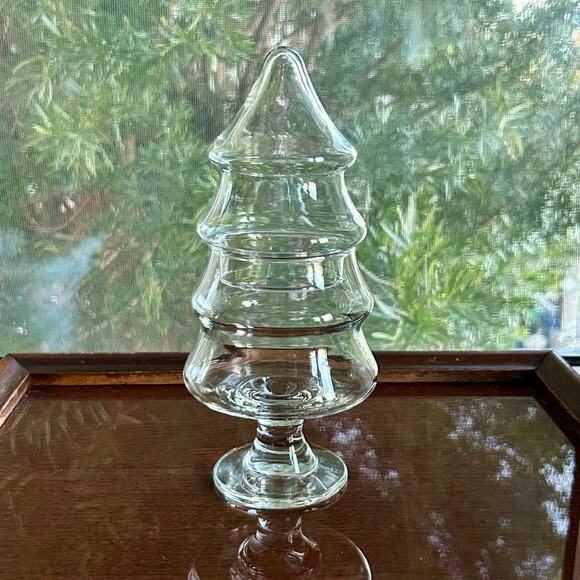 Vintage Christmas Tree 9” Footed Apothecary Jar – Festive Candy Dish - Picture 4 of 10